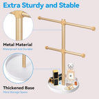 bodkar 2 Tier Gold Jewelry Display Holder, Necklace and Bracelet Hanging Organizer, Metal Tower Stand for Bangles, Necklaces, Rings, Earrings and Watch - color: 2 tier Gold