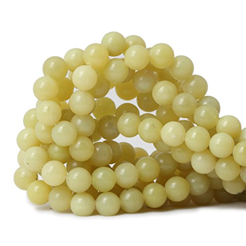 35PCS 10mm Natural Yellow Lemon Jade Gemstone Round Loose Beads for Jewelry Making DIY Findings 1 Strand 15" - color: Lemon jade, size: 10mm