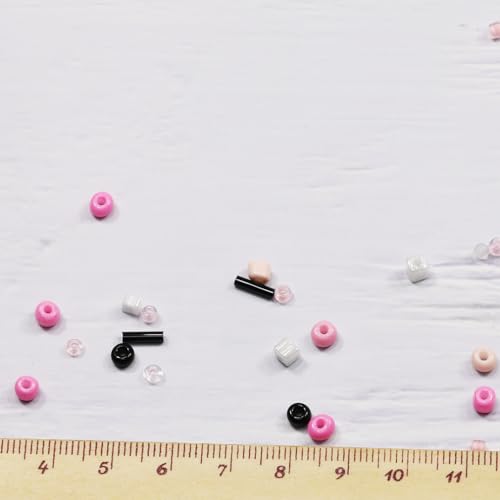 Mixed Pink Black Beads Size 6/0 Crafts Glass Seed Beads 4mm for Jewelry Making (Total About 100g About 1200pcs) - color: Mixed Pink Black