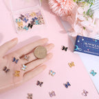 SUNNYCLUE 1 Box 32Pcs Butterfly Crystal Charms Rhinestone Dangle Charm 12x10mm Small Colorful Butterflies Glass Beads Blue Black Butterfly Wing Charms for Jewelry Making Charms DIY Gift Supplies - color: 1 Box 32pcs Butterfly Crystal Charms 12x10mm