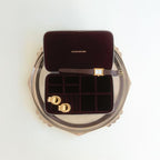Heaven Mayhem Jewelry Travel Case – Structured Travel Organizer for Necklaces, Earrings & Rings – 8 Compartments with Soft Velvet Interior - style: Espresso Case