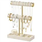 bussdis 2 Tier Bracelet Holder Display - Detachable T Bar Beige Velvet Bracelet Holder, Jewelry Holder Organizer for Bracelet, Necklace, Earrings, Rings - color: Beige