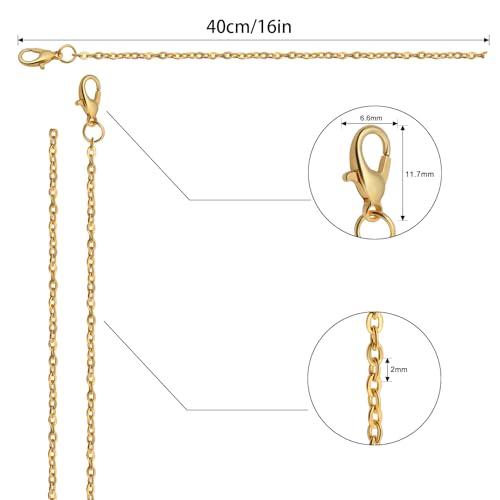 Lemonkey 24 Pack Necklace Chains Bulk,Gold Plated DIY Cable Link Chains for Jewelry Making 16 Inches - color: Gold, size: 16inch