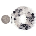 Black Rutilated Quartz 8mm Gemstone Faceted Round Loose Strand Beads for DIY Necklace Bracelet Jewelry Making 15 Inch - color: Black Rutilated Quartz