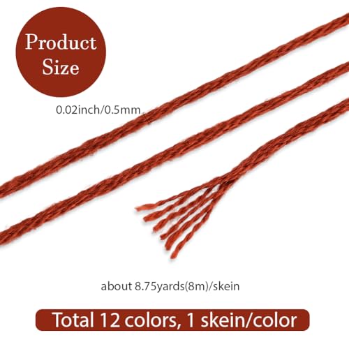 12 Skeins 6 Strands Hand Variegated Embroidery Floss Gradient Cross Stitch Thread Polyester Friendship Bracelet String Yarn Bracelets Threads Bulk for Sewing Knitting Craft Crochet Stitching - color: Dark Color