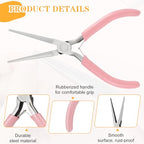 2 Pack Needle Nose Pliers, 6 Inch Long Nose Pliers Flat Nose Jewelry Pliers Small Nose Pliers Tools Wire Bending Pliers for Crafts Jewelry Making Supplies (Pink)