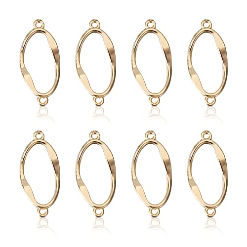 FASHEWELRY Golden Bow Connector Charms Bulk, Christmas Bowknot Link Charms, Infinity Links Geometric Hollow Bezel Pendants for Earring Bracelet Necklace Keychains Jewelry Making - color: Light Gold-Oval