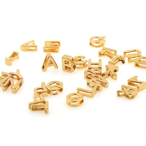 26pcs 18k Gold Filled Letter Charms,Initial Charms,Letter Pendants for DIY Bracelet Necklace Jewelry Making - color: letter style 2