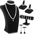 Kigley 6 Pcs Jewelry Display Set Necklace Bust T Bar Bracelet Holder Earring Ring Finger Display jewelry Stand for vendors Selling Store Trade Show (Black) - color: Black