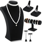 Kigley 6 Pcs Jewelry Display Set Necklace Bust T Bar Bracelet Holder Earring Ring Finger Display jewelry Stand for vendors Selling Store Trade Show (Black) - color: Black