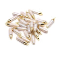 10PCS Natural Pearl Pendants Irregular Multiple Shapes Cultured Freshwater Baroque Pearl Charms for Jewelry Making Gift - color: 30x6mm