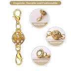 Aiskaer 12 Pcs Gold and Silver Rhinestone Ball Style Magnetic Lobster Clasp for Jewellery Necklace Bracelet