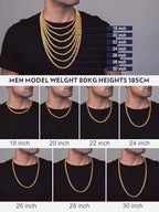 Bandmax Solid 1.5mm/2mm/3mm/6mm Rope Chains for Men Women 14K Gold Plated/Black Plated Stainless Steel Twist Chain 16-30 Inches, with Gift Box - color: 11 6MM Gold Plated