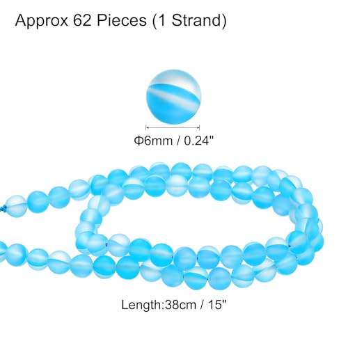 uxcell Matte Crystal Glass Beads 6mm Synthetic Frosted Shining Semi-Precious Round Loose Beads Synthetic Moonstone for Jewelry Making DIY Bracelet, Light Blue - color: Light Blue, size: 6mm