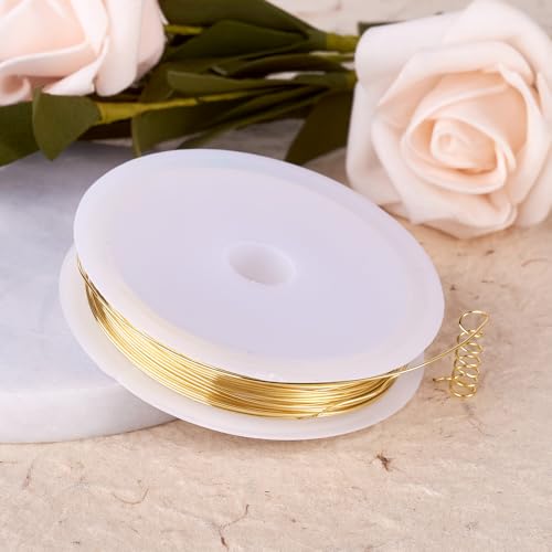 1 Roll 82.02 Feet(25m) 32 Gauge Round Copper Jewelry Bendable Wire Long-Lasting Plated Jewelry Wire Soft Artistic Wires Copper Metal Beading for Jewelry Making Crafts,Light Gold - color: 32 Gauge,Light Gold
