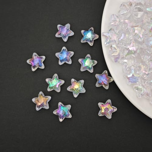 INSPIRELLE 50 Pieces Acrylic Large Star Beads 20mm Crystal AB Beads for Jewelry Craft Making - color: 50x Large Crystal AB Stars
