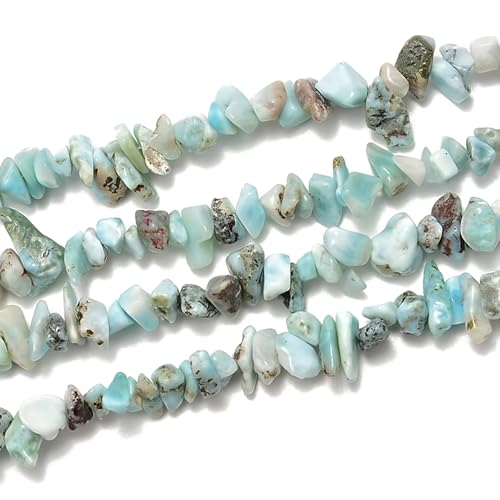HAAMIIQII 5-8mm Natural Larimar Chips Beads Irregular Freeform Chip Loose Gemstone Beads Semi Precious Stone for Jewelry Making Strand 30 Inch - color: Larimar