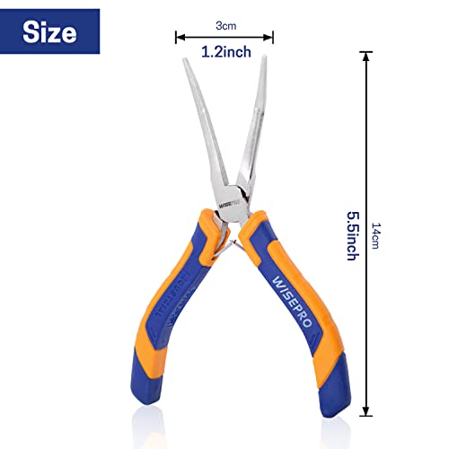 Mini Needle Nose Pliers, 6 Inches Straight/Bent Small Long Nose Pliers with Comfort Handle for Wire Wrapping, Electronic Repair, Jewelry Making - color: Bent Needle Nose Pliers - Blue
