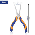 Mini Needle Nose Pliers, 6 Inches Straight/Bent Small Long Nose Pliers with Comfort Handle for Wire Wrapping, Electronic Repair, Jewelry Making - color: Bent Needle Nose Pliers - Blue