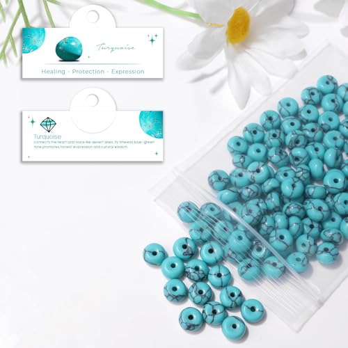 Raicegs 100pcs 5×8mm Rondelle Turquoise Beads Natural Gemstone Beads Abacus Disk Stone Loose Beads for Jewelry Making DIY Bracelets Necklace - color: Turquoise, size: 5×8mm Rondelle