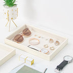 Stackable Jewelry Organizer Tray For Drawers,White Leather Small Earring Storage Tray,Bracelet And Necklace Display Box,Jewelry Ring Display Case (Creamy White Blank Trays) - style: Creamy White Blank Trays