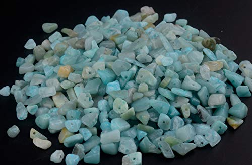 Natural Chip Stone Beads Amazonite Stone 5-8mm About 400 Pieces Irregular Gemstones Healing Crystal Loose Rocks Bead Hole Drilled DIY for Bracelet Jewelry Making Crafting (5-8mm, Amazonite Stone) - color: Amazonite Stone