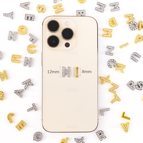 AUEAR, 104 Pack Silver Gold A-Z 8mm Full Rhinestone Slide Charms Crystal Alphabet Letter Alloy for Bracelets Necklace Wristbands DIY Jewelry Making - color: Silver & Gold, size: 104 Pack