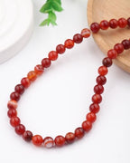 Natural Stone Beads 8mm Polished Round Smooth Gemstone Beads for Jewelry Making Supplies 15 Inch(45 Beads) (Red Stripes) - color: Red stripes-45pcs