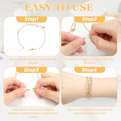 Phinus 12 Pcs Magnetic Necklace Clasps and Closures, Magnetic Clasps for Necklaces with Lobster Clasp, Gold and Silver Magnetic Jewelry Clasps for Necklaces Bracelet Making