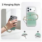 TEAMOLA Natural Stone Phone Charm, Handmade Crystal Cellphone Chain for Universal, Beaded Healing Anti Theft Phone Wrist Strap with Tether Tab, Amazonite - color: Green & Blue