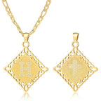 LETFLY Initial Necklaces for Women Men, 18K Gold Plated Letter Cross Pendant Necklace Alphabets A-Z Figaro Chain Jewelry Gifts - color: Rhombic, style: Letter H