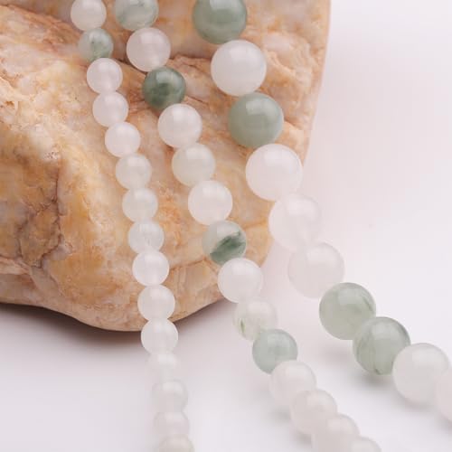 Natural Stone Beads White Jade 8mm Polished Round Smooth Gemstone Beads for Jewelry Making Supplies 15 Inch(45Beads) - color: White Jade 8mm-45pcs