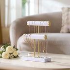 bussdis 2 Tier Bracelet Holder Display - Detachable T Bar White Velvet Bracelet Holder, Jewelry Holder Organizer for Bracelet, Necklace, Earrings, Rings - color: White