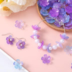 100pcs Cherry Blossom Beads, 5-Petal Gradient Acrylic Flower Beads, Mini Spacer Hair Accessories Halloween Christmas for Bracelets Earring Jewelry Making- Purple - color: Purple