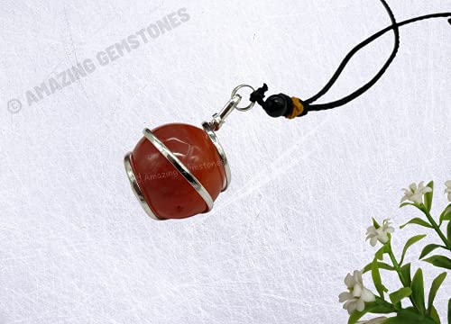 Amazing Gemstone Crystals and Healing Stones Carnelian Necklace - Gold Chain Necklace Pendant - Real Crystal Necklace - color: Sphere (Spiral), size: 1 PIECE