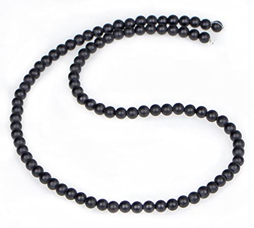 AD Beads Natural Gemstone Round Loose Beads 15" for Bracelet Necklace Earrings Jwelery Making Crafts DIY (4mm, Matte Black Onyx) - color: Matte Black Onyx, size: 4mm