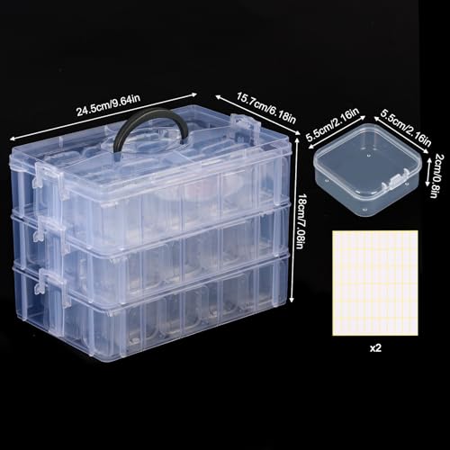 SGHUO Bead Organizer Box, 84 PCS Small Organizers, 3-Tier Stackable Storage Container Box for Art Craft Storage, Washi Tape, Jewelry, Beauty & Sewing Supplies - style: 3 tier-2in
