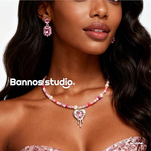 GABOX Handmade Beaded Boho Necklace with Pearl Accents & Heart Pendant, Unique Original Design Artisan Jewelry Choker for Women, Perfect for Travel, Parties and Special Occasions