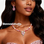 GABOX Handmade Beaded Boho Necklace with Pearl Accents & Heart Pendant, Unique Original Design Artisan Jewelry Choker for Women, Perfect for Travel, Parties and Special Occasions