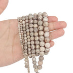 Stone Beads, 45pcs Matte Flowery Cowry Fossil, 8mm Round Loose Beads for Jewelry Making, Bracelets, with Bag, String & Card - color: Matte Flowery Cowry Fossil, size: 8mm