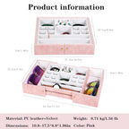 Jewelry Organizer for Drawer, Retractable Jewelry Drawer Organizer Inserts, Leather Storage Display Case Storage Containers Box in Dresser