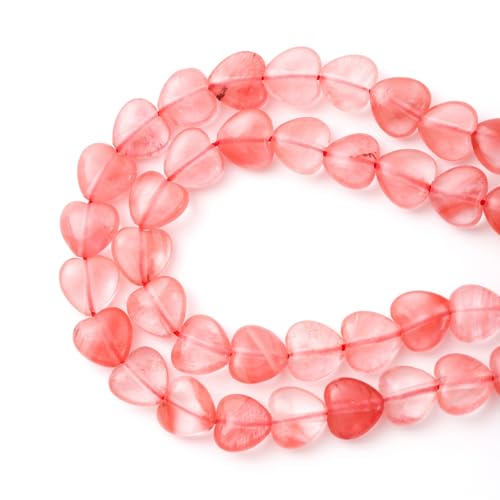 10mm Natural Watermelon Red Stone Beads Heart Shape DIY Loose Gemstone Energy Healing Crystal Charms for Jewelry Making Handmade - color: Watermelon Red