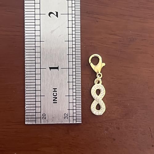 AMOBESTER Gold Infinity Symbol Clip on Charms with Cubic Zirconia Sparkling Infinity Sign Pendant, Lobster Clasp for DIY Bracelet Necklace Making