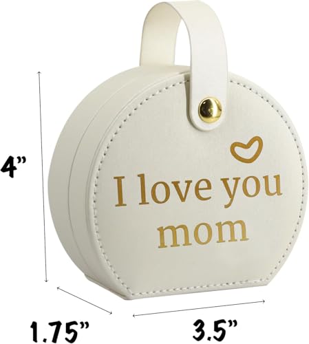 COLLECTIVE HOME - Travel Jewelry Case, Elegant Half-Moon Design with Heartfelt Message, Detachable Handle, Personalized Mother's Day Gift, Cherishing Special Moments (I love you mom) - color: I love you mom