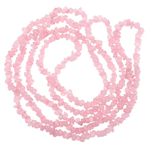 400pcs Natural Chip Stone Beads for Jewelry Making Rose Quartz 5-8mm Irregular Gemstones Healing Crystal Loose Rocks Bead Hole Drilled for Ring Earrings Necklace Bracelet Making DIY Art Crafts - color: Rose Quartz (2 Strands-62")