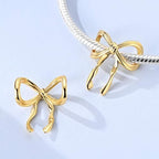 LAZA 925 Sterling Silver Charm for Bracelet Necklace Dangle Love Mom Butterfly Party Charm Beads Pendants DIY Jewelry for Women - color: Bow Tie（Gold）