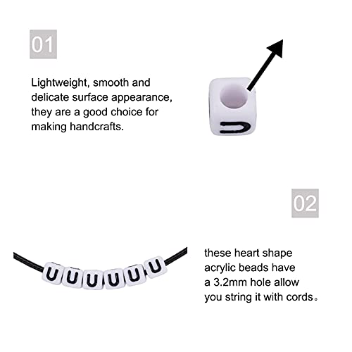 FASHEWELRY 300Pcs Cube White Acrylic Letter Beads 6x6mm Letter U Alphabet Beads for DIY Bracelet Necklace Jewelry Making - color: Letter U, size: 6x6x6mm
