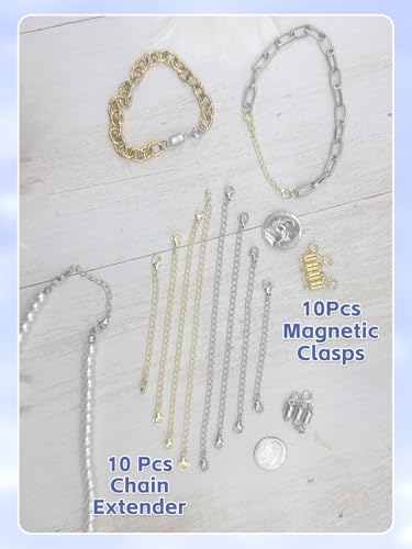 Evnlo Necklace Extender and Magnetic Necklace Clasp,Gold and Silver Chain Extenders for Necklaces Bracelet Jewelry - color: 20Pcs Gold & Silver