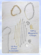 Evnlo Necklace Extender and Magnetic Necklace Clasp,Gold and Silver Chain Extenders for Necklaces Bracelet Jewelry - color: 20Pcs Gold & Silver