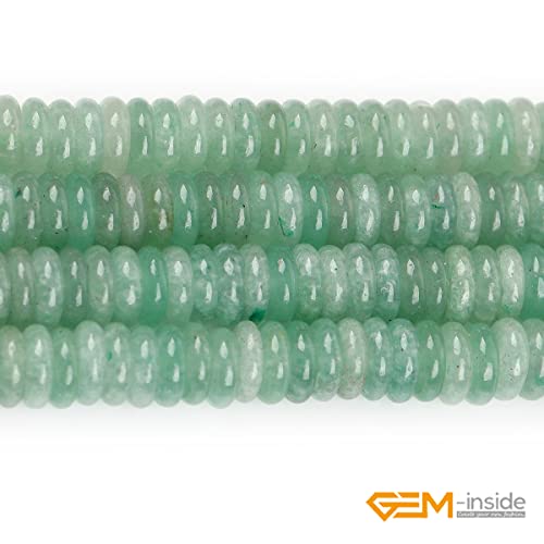 GEM-Inside 2x6mm Natural Green Aventurine Jade Semi-Gemstone Heishi Disc Rondelle Spacer Beads for Jewelry Making Full 15" Strand Energy Stone Healing Power Crystal - color: Green Aventurine Jade